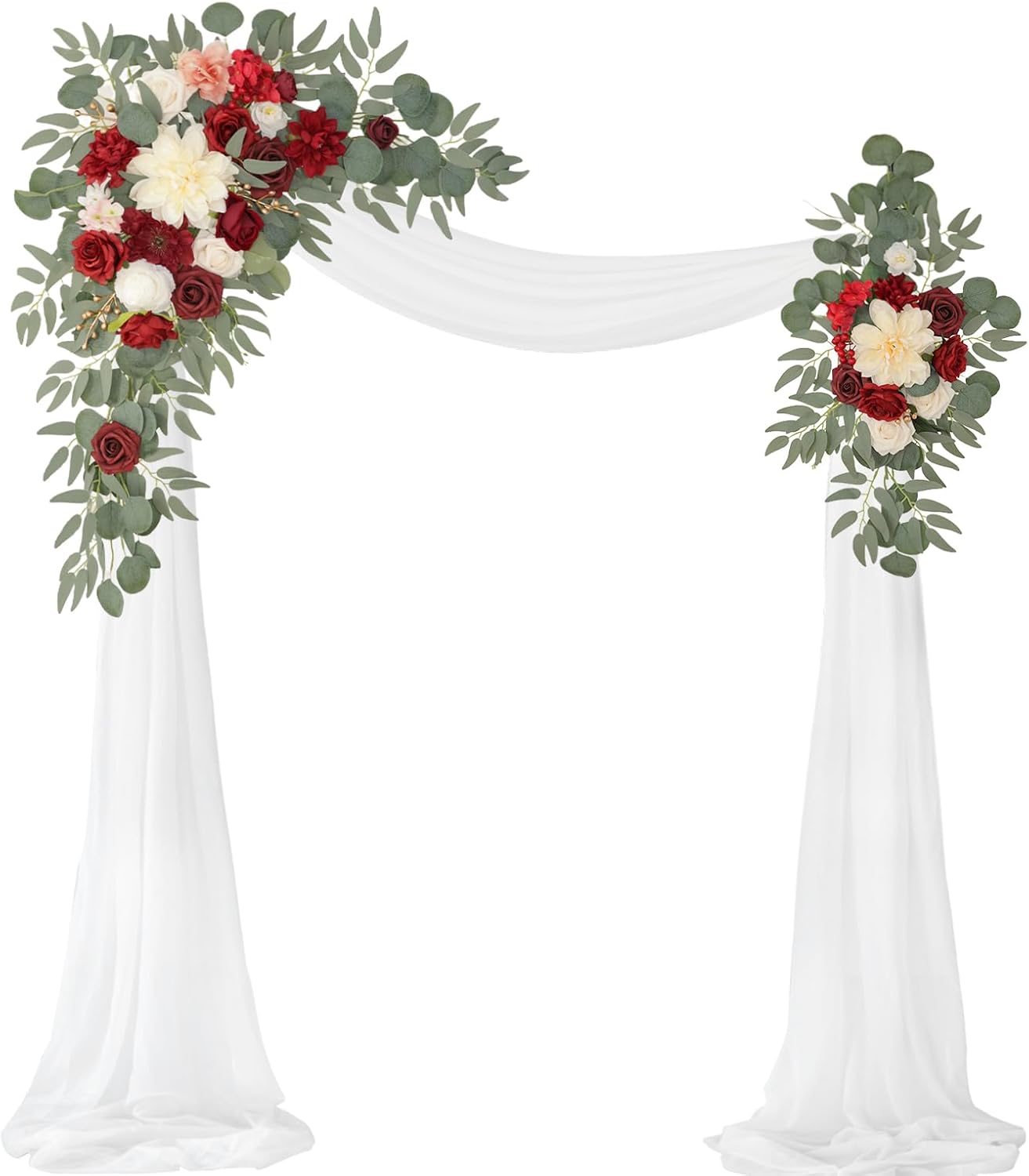 Burgundy Wedding Arch Flowers Kit with Drape