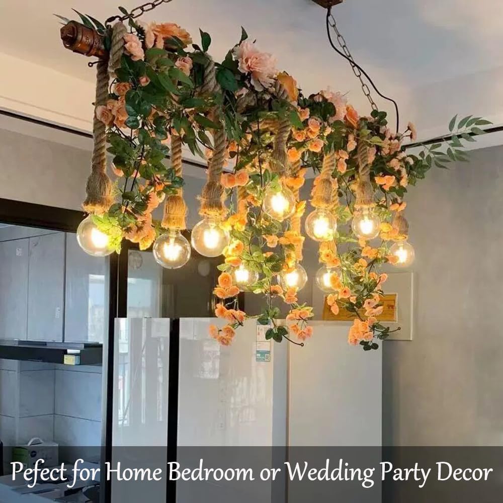 Fielegen Artificial Flower Garland with LED String Lights 6FT Decor