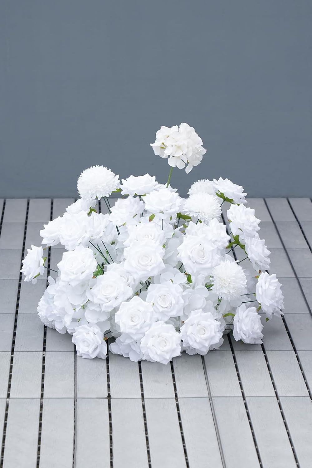 19 Inch White Artificial Flowers Ball for Wedding Aisle Floor Centerpieces