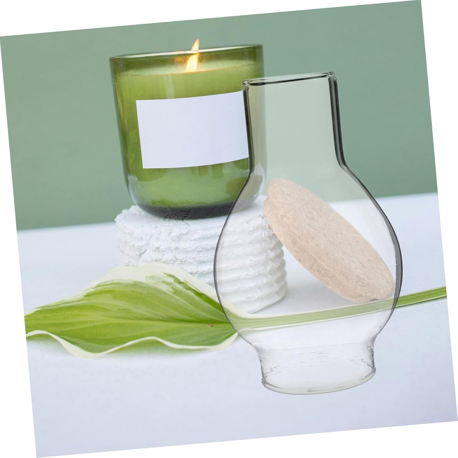 Glass Candle Holder Sleeve for Taper Candles Windproof Design