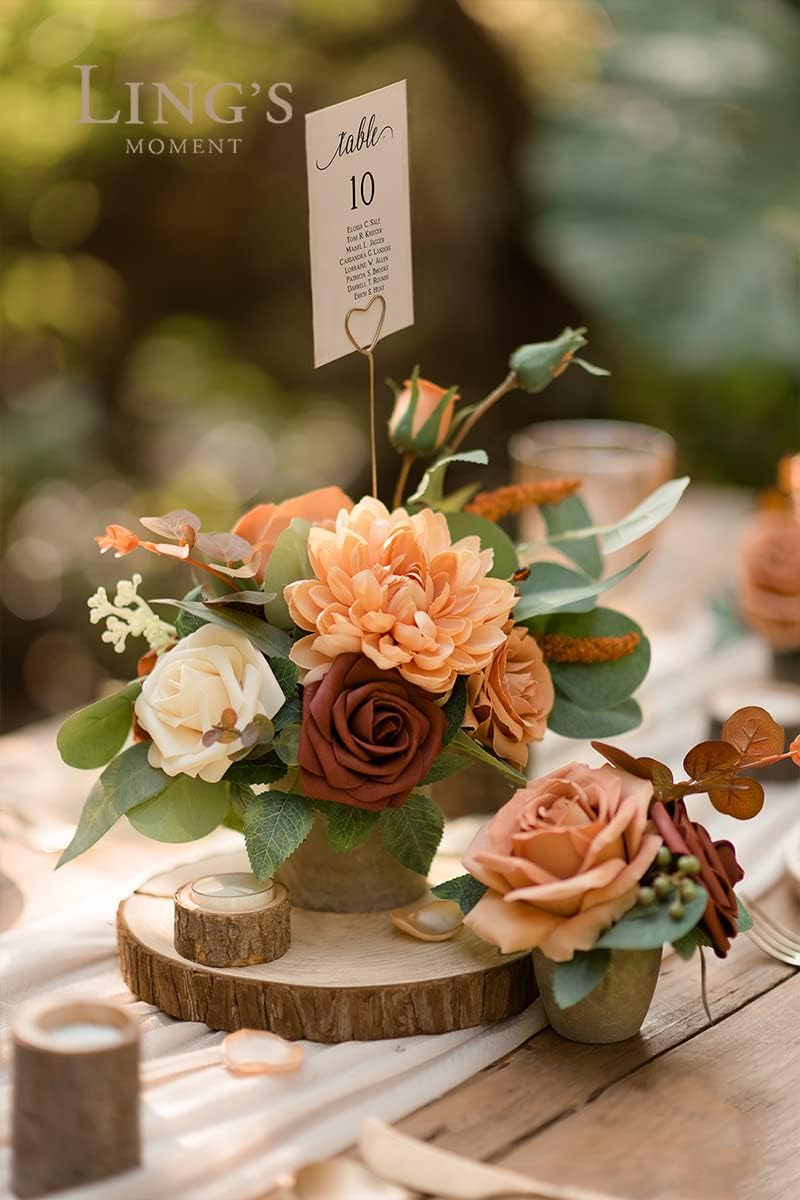 Lings Moment Terracotta Artificial Flowers Set with Vase Wedding Centerpieces