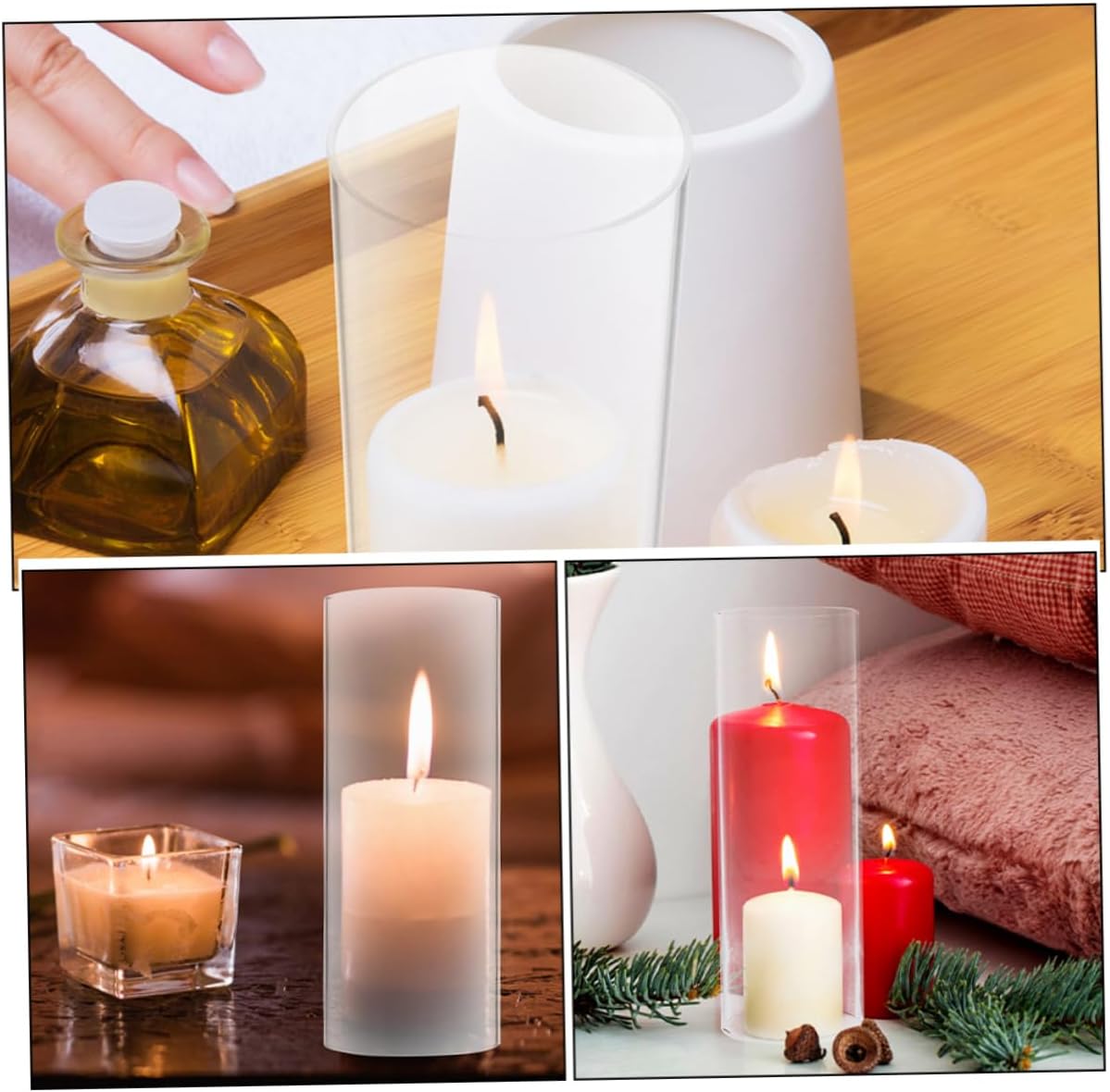 Vintage Glass Candle Holder Tealight Windproof Lampshade