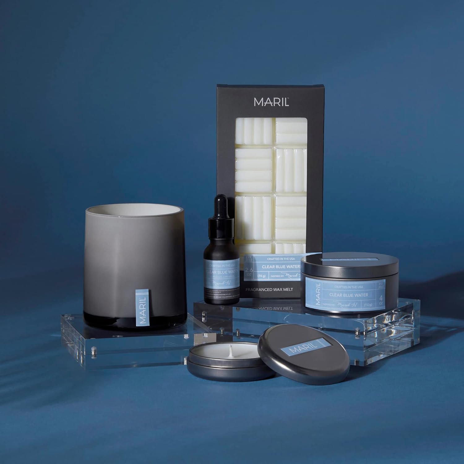 MARIL Demi Travel Candle in Clear Blue Water