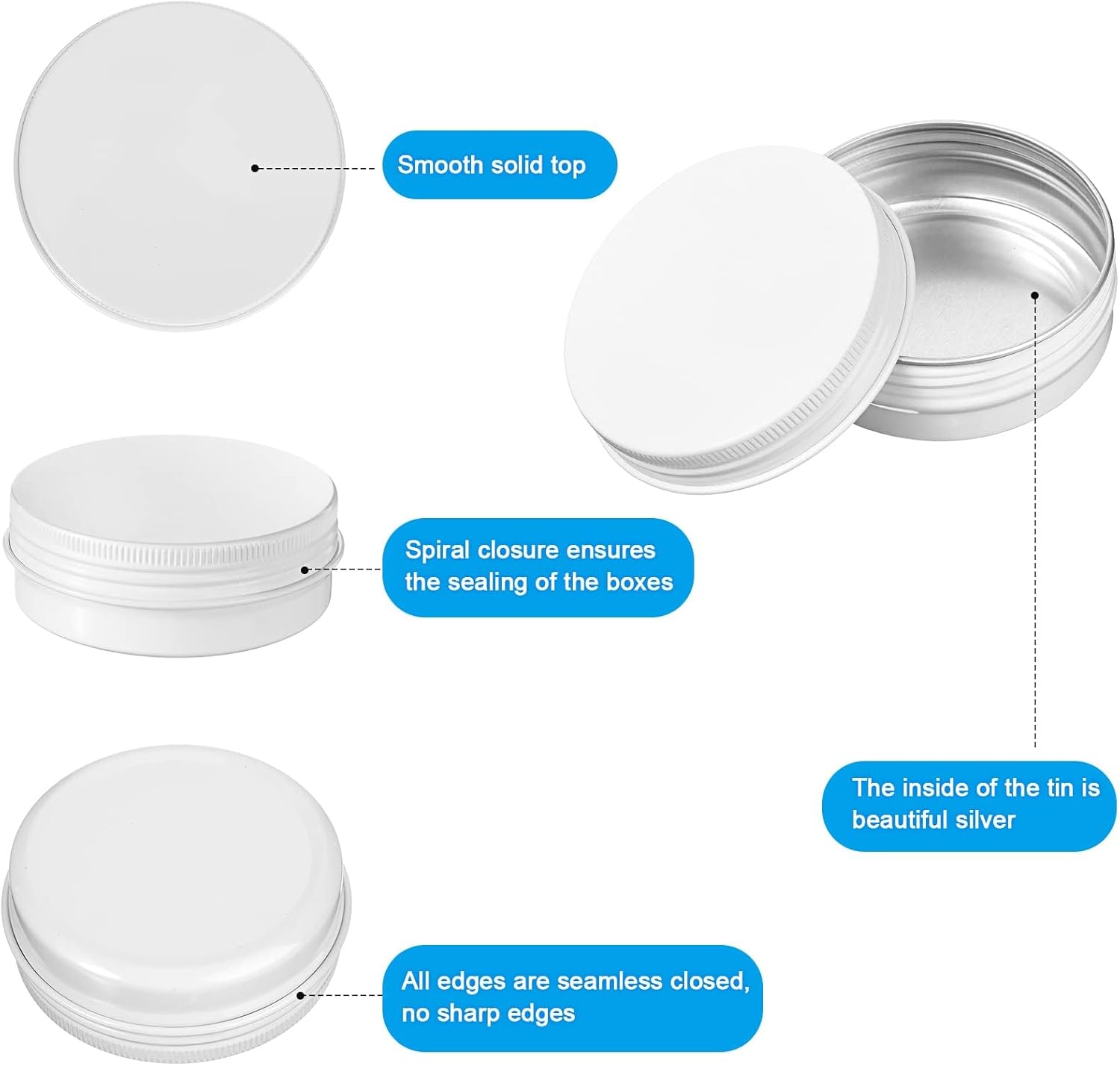 Patelai 72 Pcs 2 oz Aluminum Travel Tins with Screw Lid and Labels