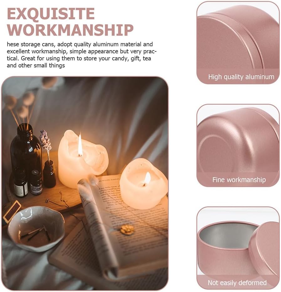 24 Pcs Pink Aluminum Candle Tins for DIY and Storage