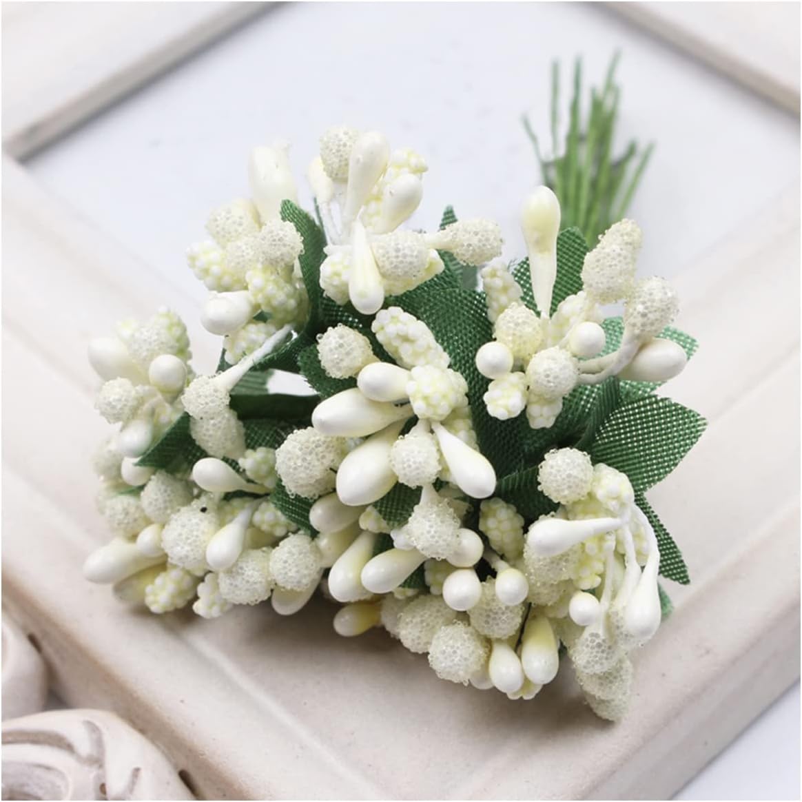 QueenBox 12 Pcs Artificial Pearl Berry Flowers for Decor