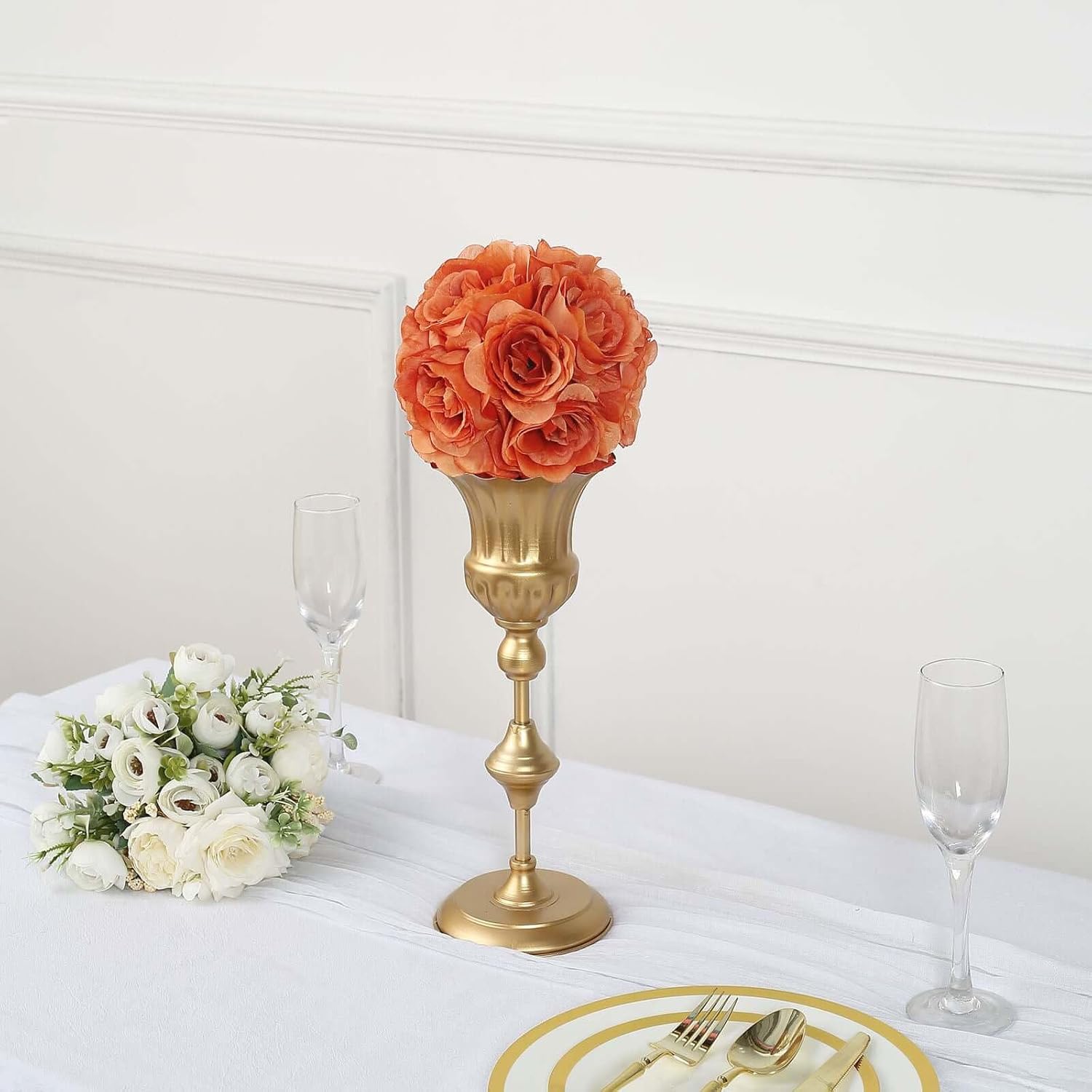 Efavormart 2 Pack 7 Inch Terracotta Silk Rose Pomander Kissing Ball
