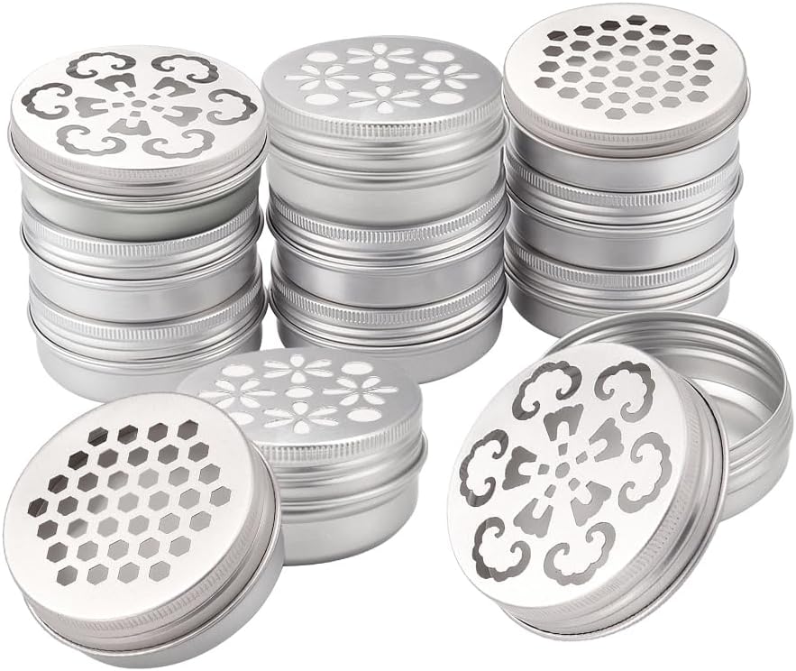 PH PandaHall 12pcs Aluminium Tins with Hollow Lids