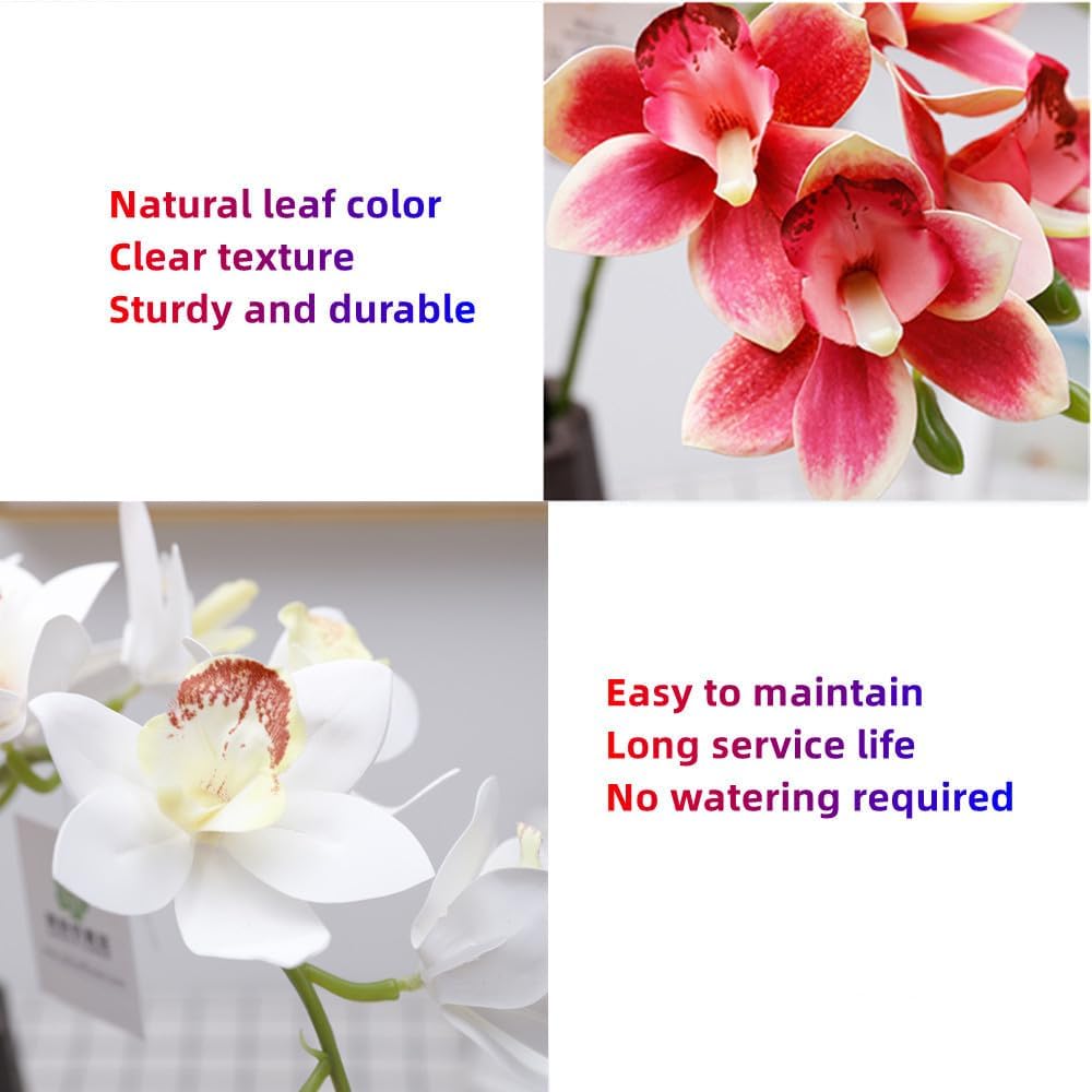 XZJMY 3D Artificial Orchid Flowers 2PCS White