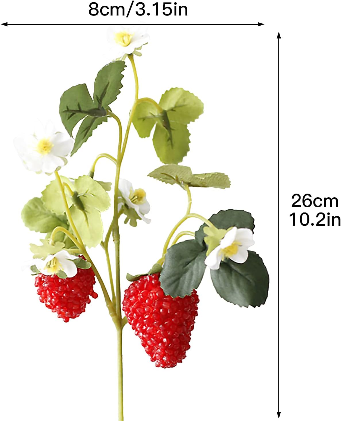 10 Pack Artificial Silk Strawberry Plants with Red Raspberries