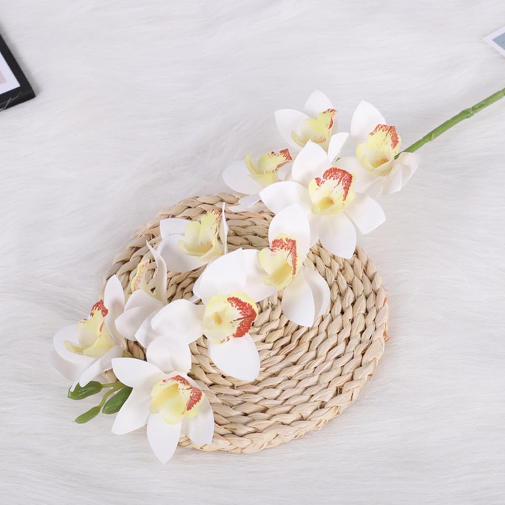 XZJMY 3D Artificial Orchid Flowers 2PCS White