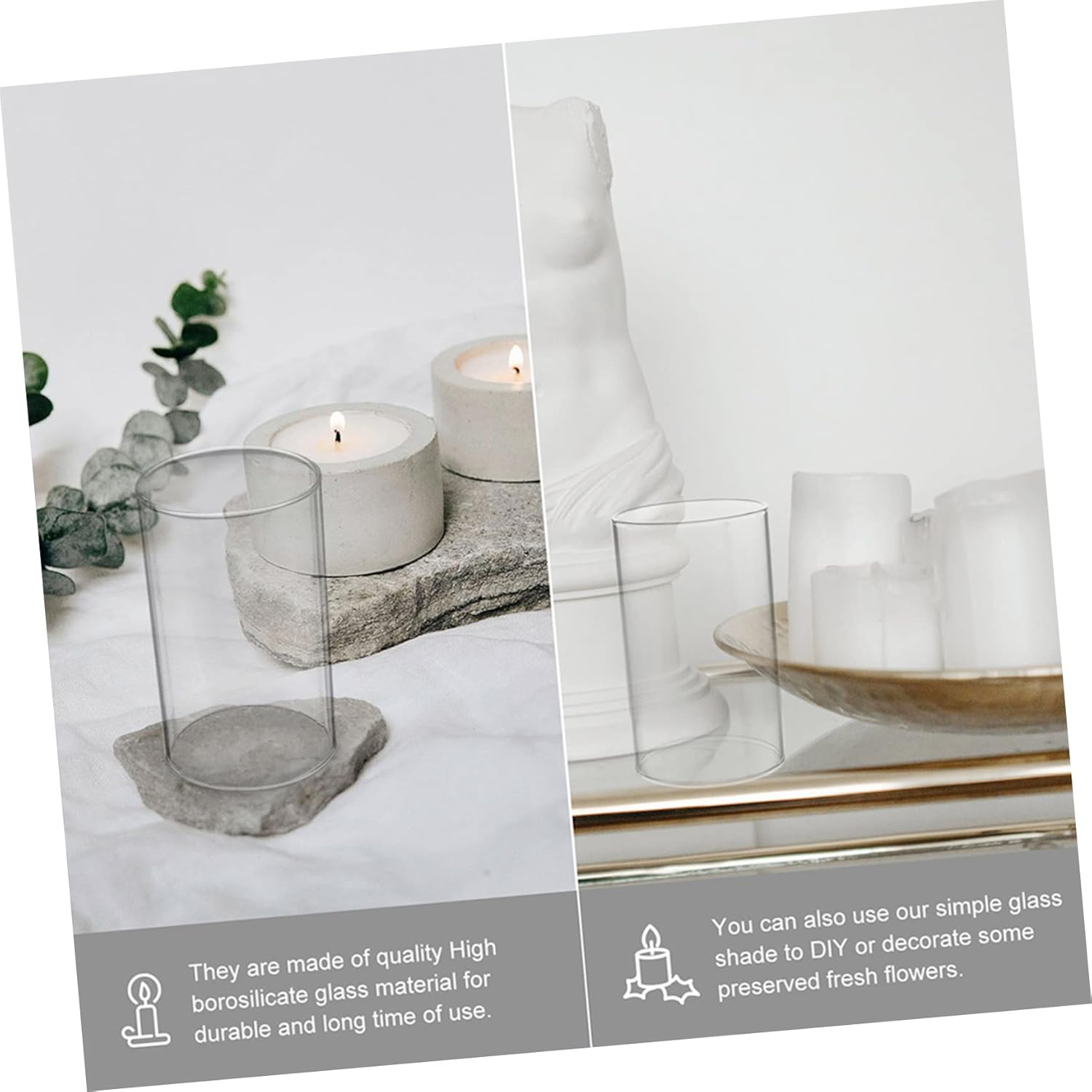 4pcs Taper Candles Glass Lampshade Cover for Modern Decor