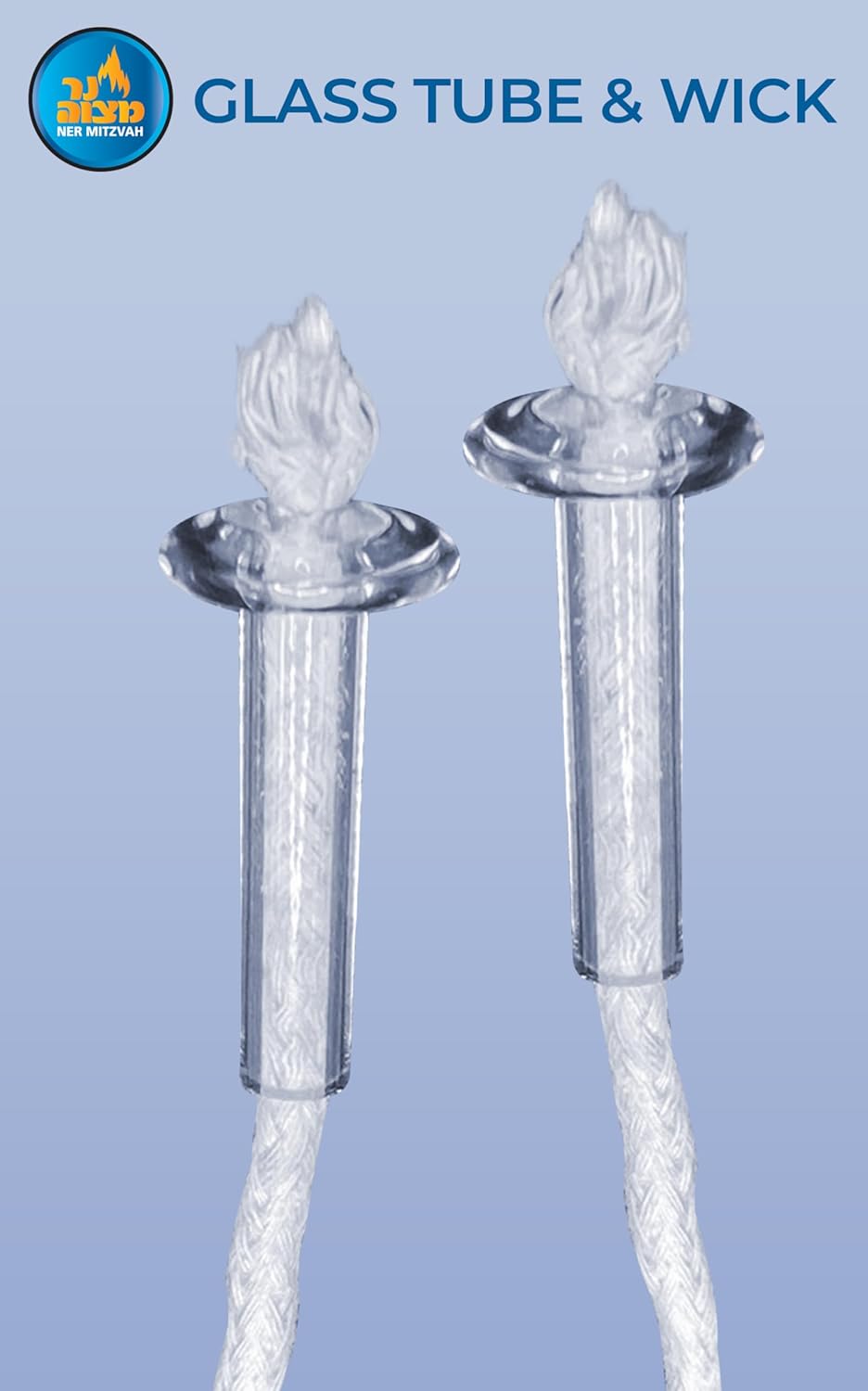 Ner Mitzvah Replacement Wicks for Glass Paraffin Candles Pack of 2