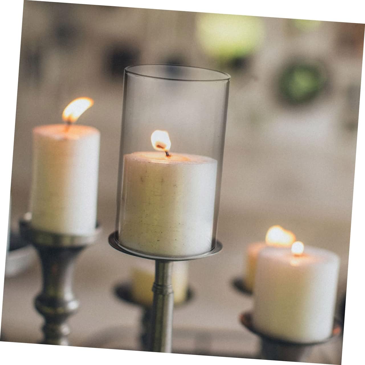 VINTORKY Glass Chimney Tube Windproof Candle Cover for Votive Candles