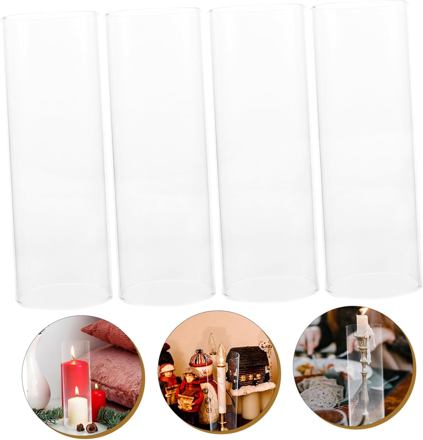 4pcs Hurricane Candle Holder Sleeve Glass Covers Simple Design for Bulk Purchase
