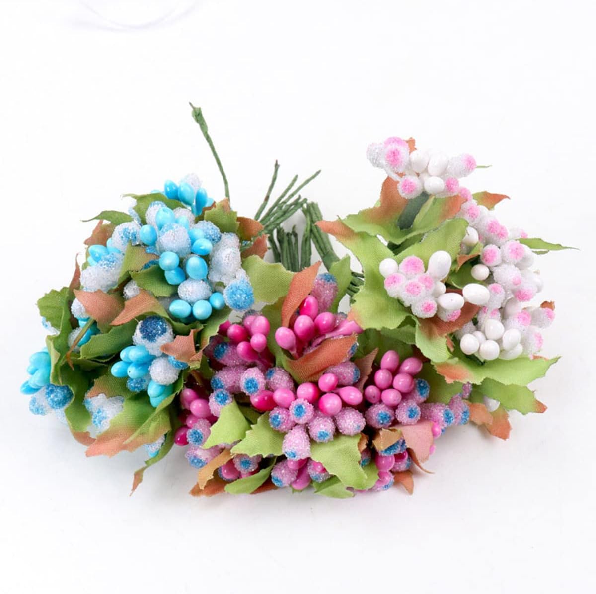 QueenBox 12 Pcs Artificial Pearl Berry Flowers for Decor
