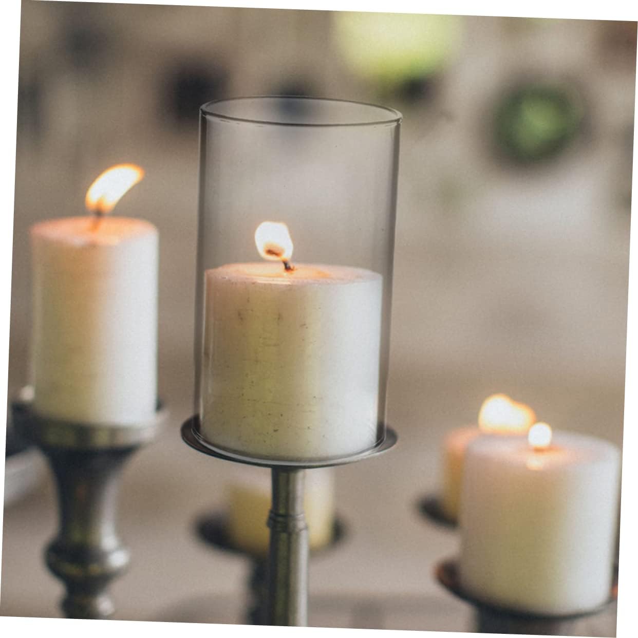 4pcs Decorative Glass Candle Covers for Hurricane Candle Holders