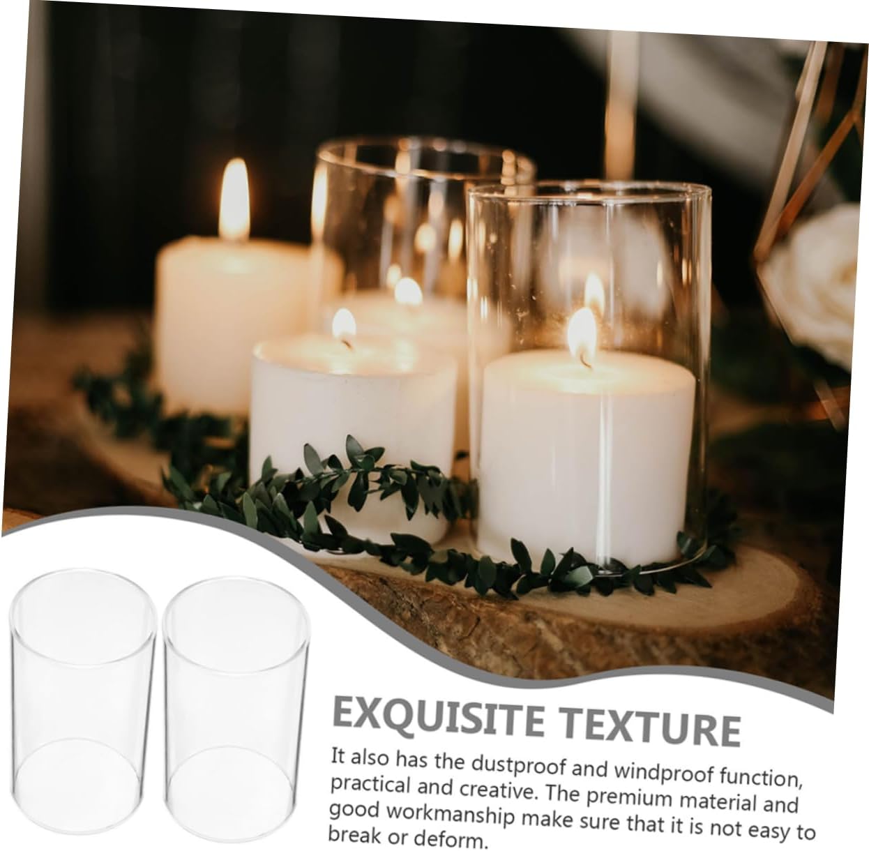 4pcs Decorative Glass Candle Covers for Hurricane Candle Holders