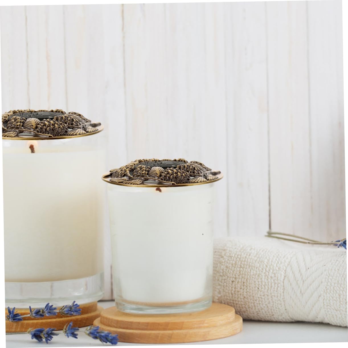 TEHAUX 2pcs Metal Candle Covers for Jar Scented Candles
