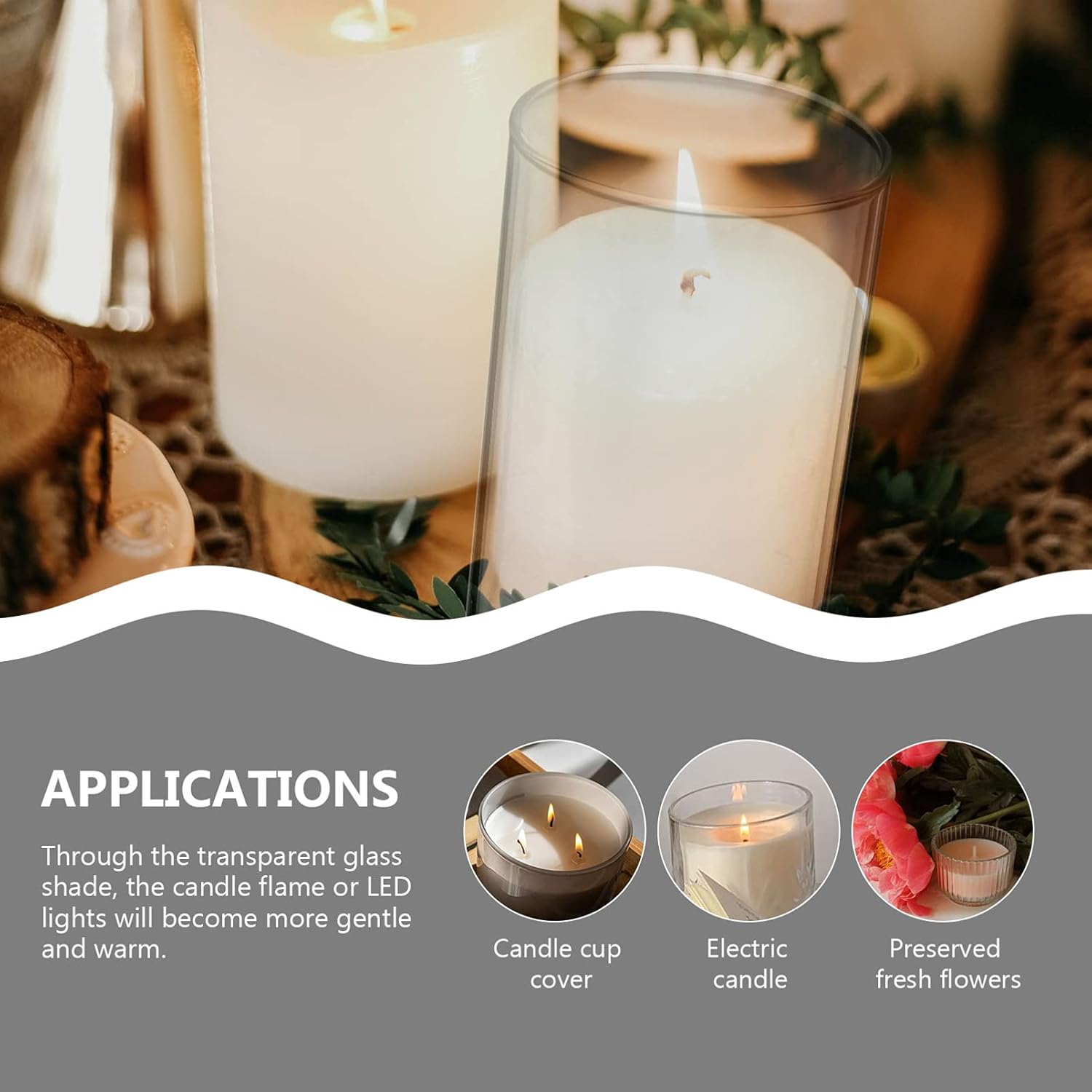 Cabilock 4pcs Glass Candle Lampshade Cover for Pillar Candles