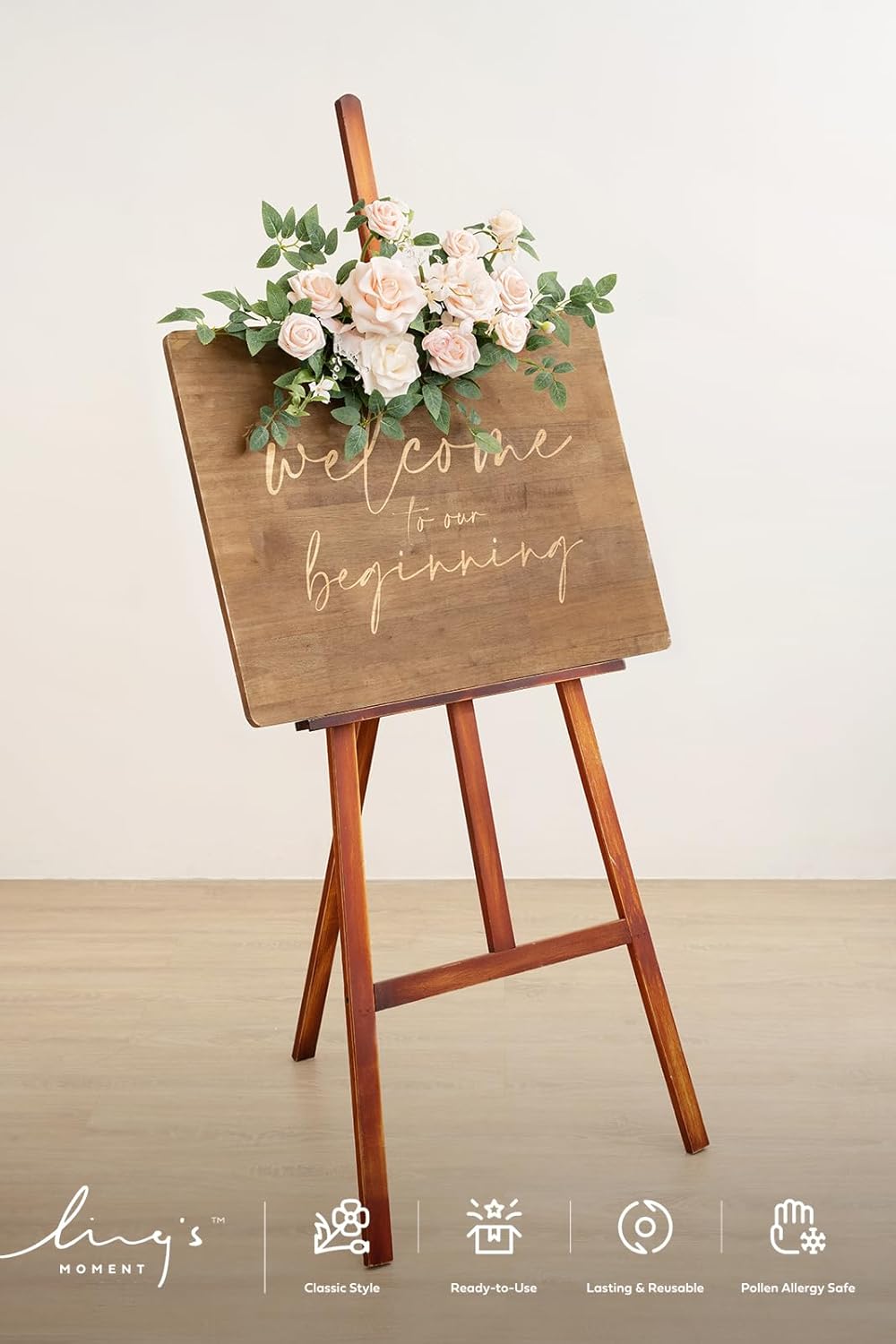 Lings Moment 2pcs Wedding Floral Swag Welcome Sign Decorations