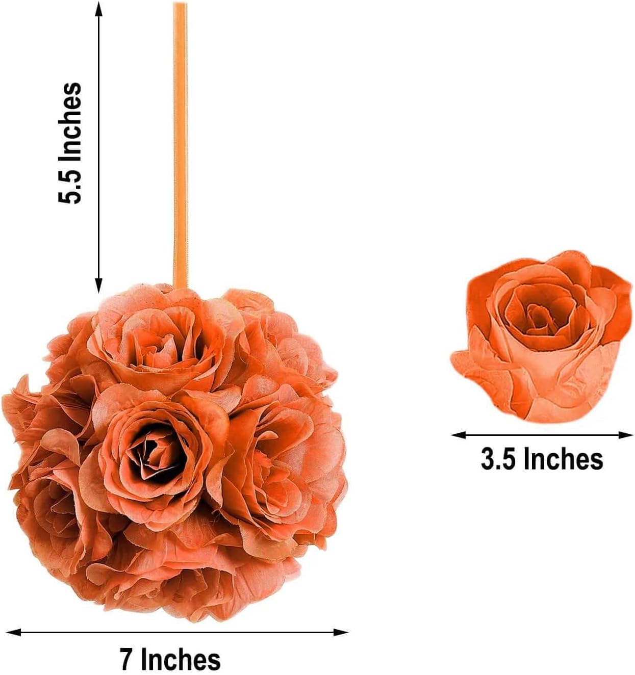 Efavormart 2 Pack 7 Inch Terracotta Silk Rose Pomander Kissing Ball