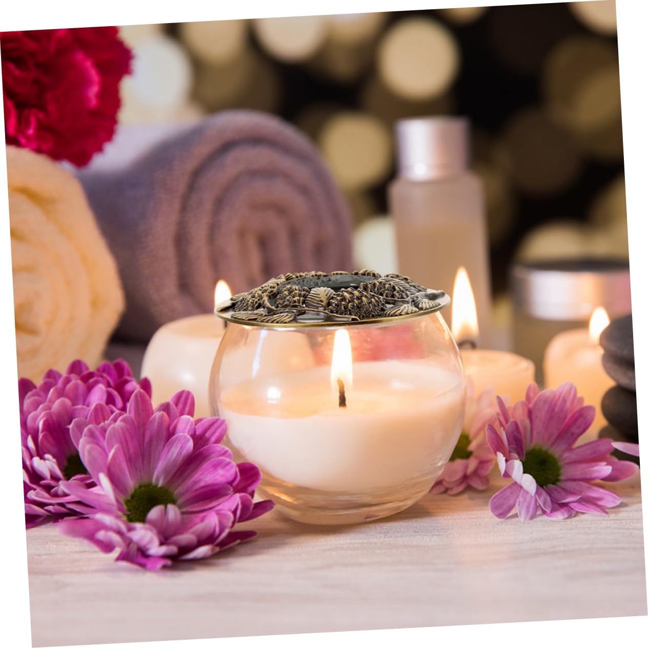 DOITOOL 2pcs Hollow Candle Jar Lid Metal Covers