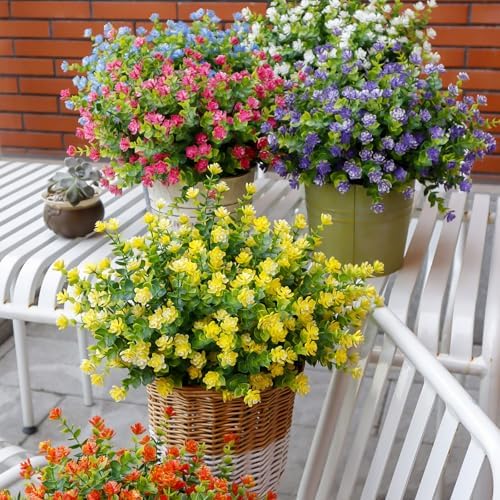 12 Bundle Artificial Flowers Set - White UV Resistant