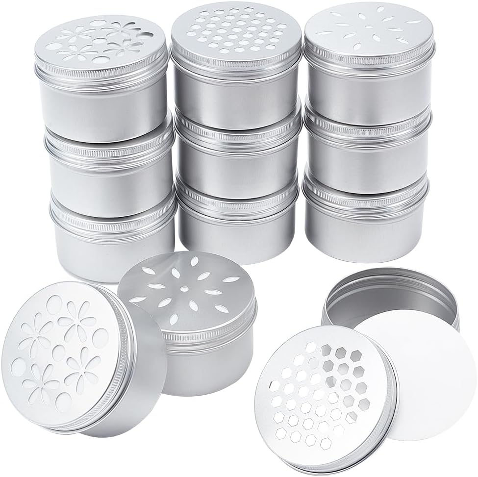 PH PandaHall 12pcs Aluminum Tins with Hollow Lids