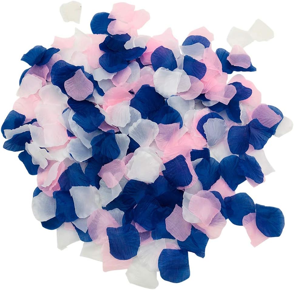 Zymise Artificial Rose Petals 1200pcs Navy Blue Pink White