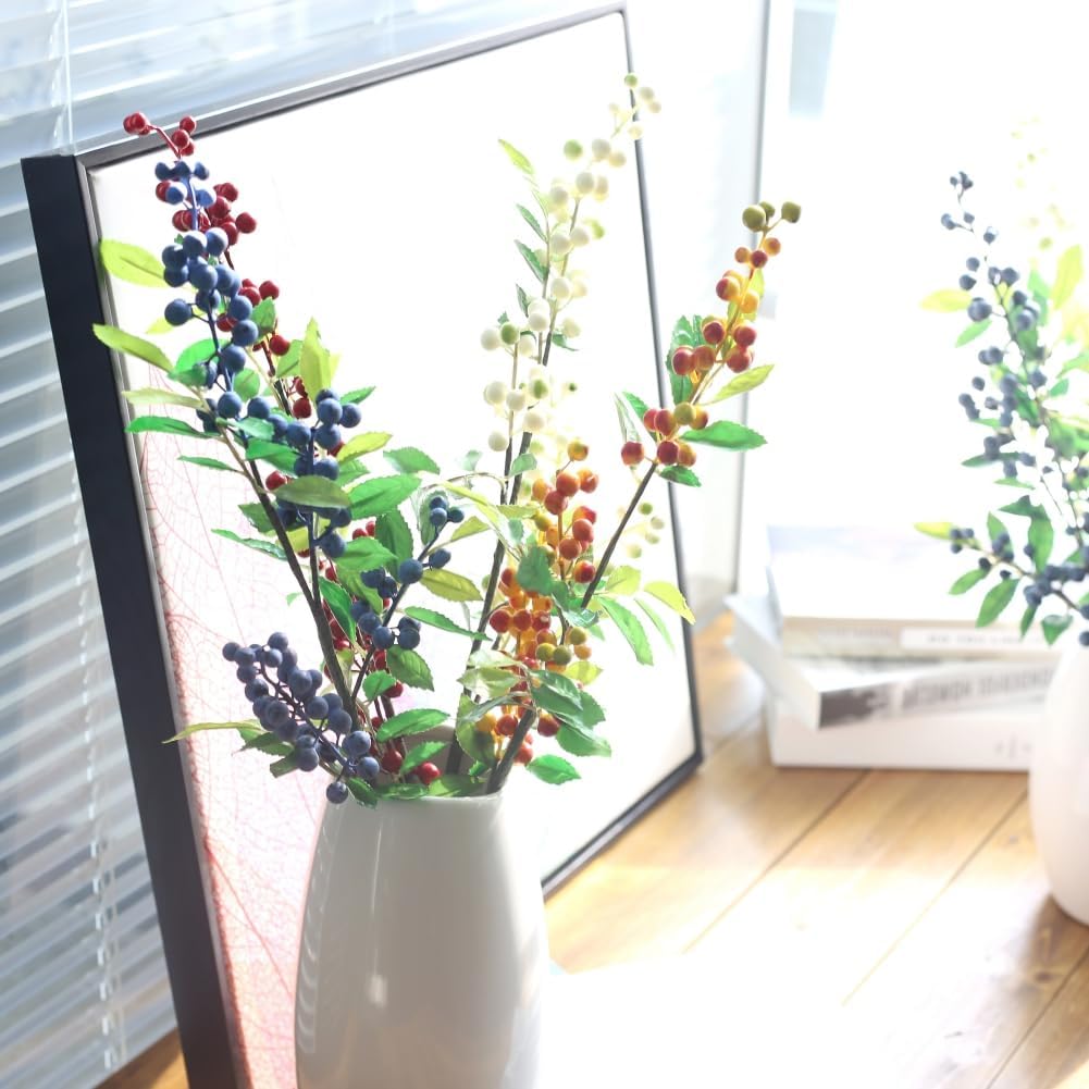 Valcatch Artificial Berries White Lifelike Faux Fruit