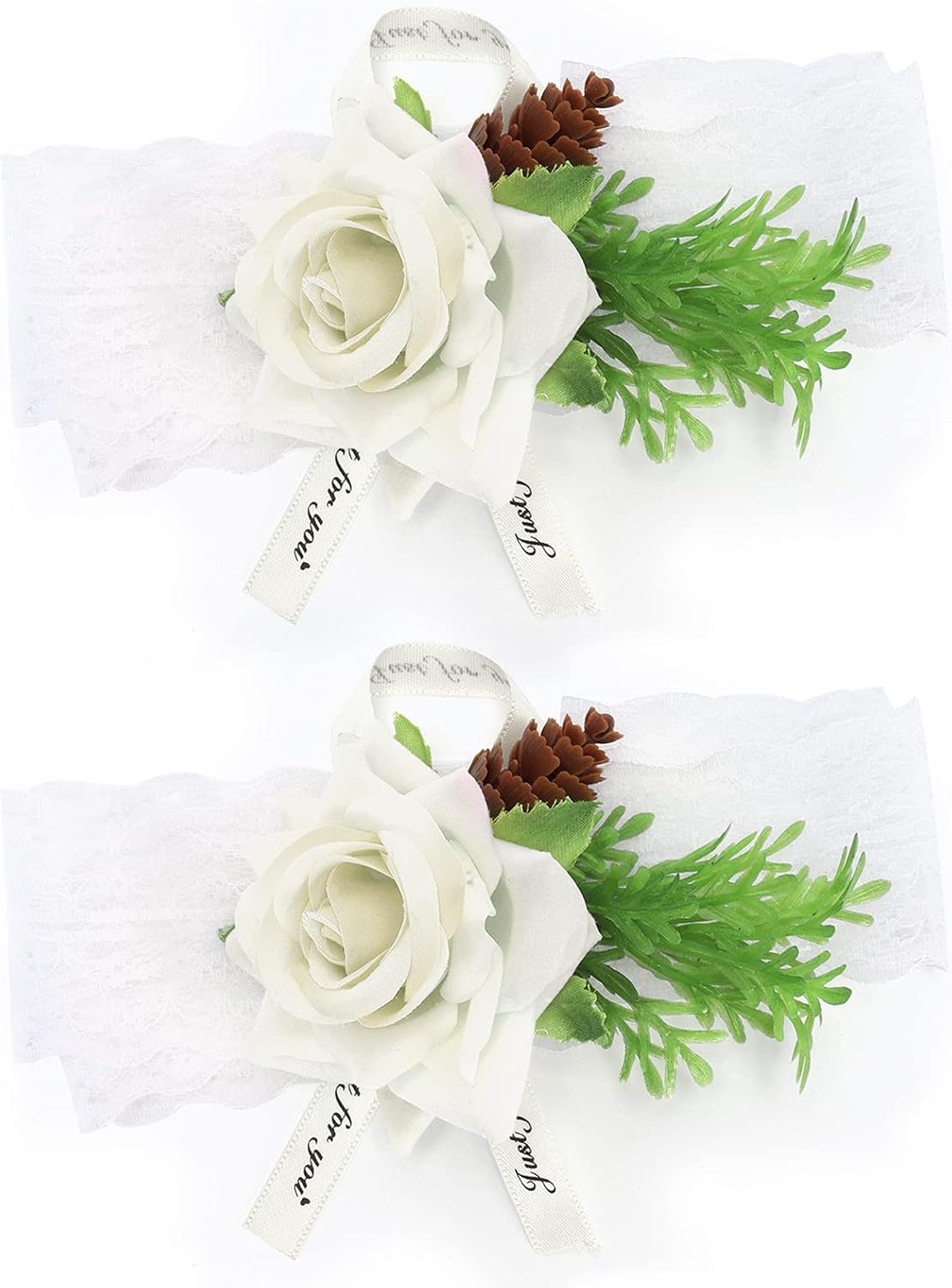2 Pcs Simulated Rose Silk Wrist Corsage Wedding Accessory