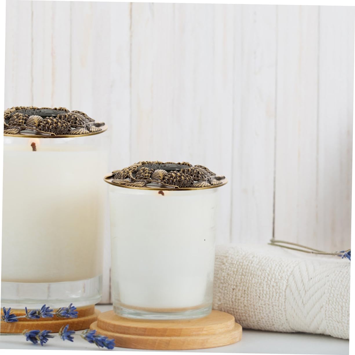 NUOBESTY 2pcs Metal Candle Toppers for Scented Jar Candles