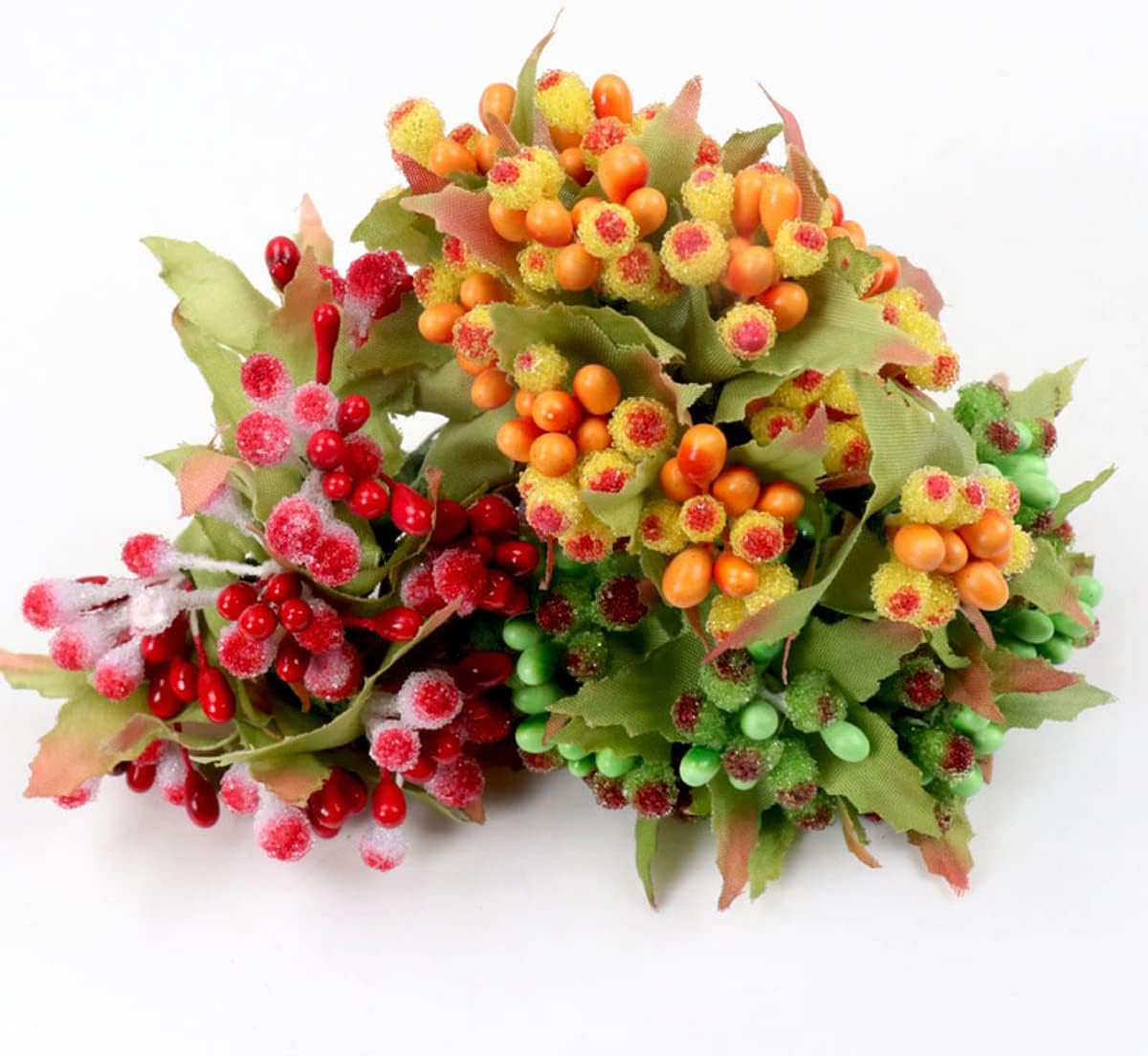 QueenBox 12 Pcs Artificial Pearl Berry Flowers for Decor