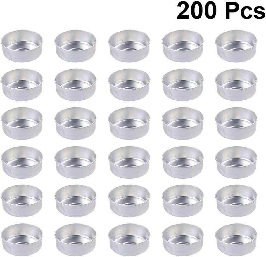 EXCEART 200pcs Aluminum Tea Light Tins for Candle Making and Crafts