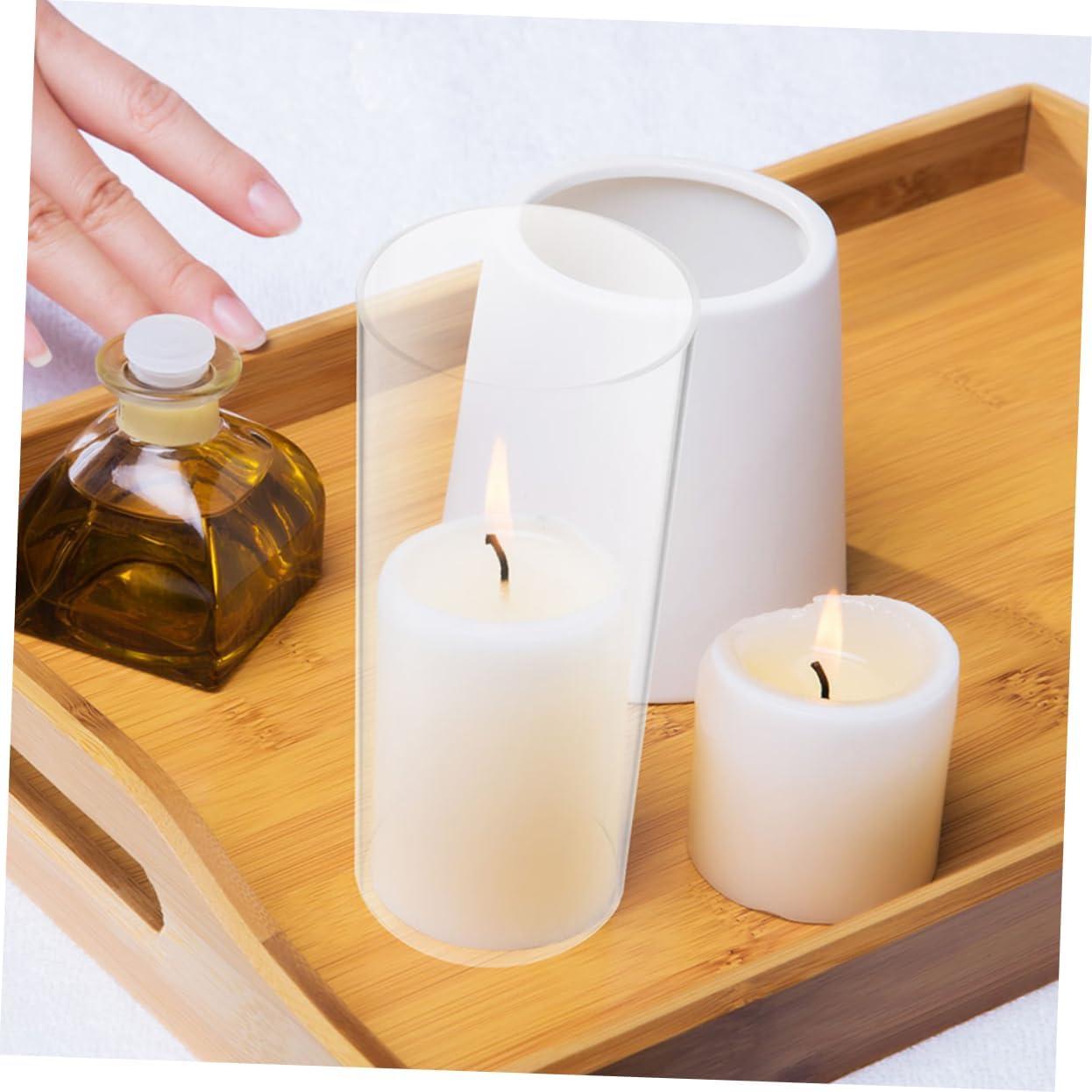 Zerodeko Windproof Glass Candle Holder with Cylinder Shade