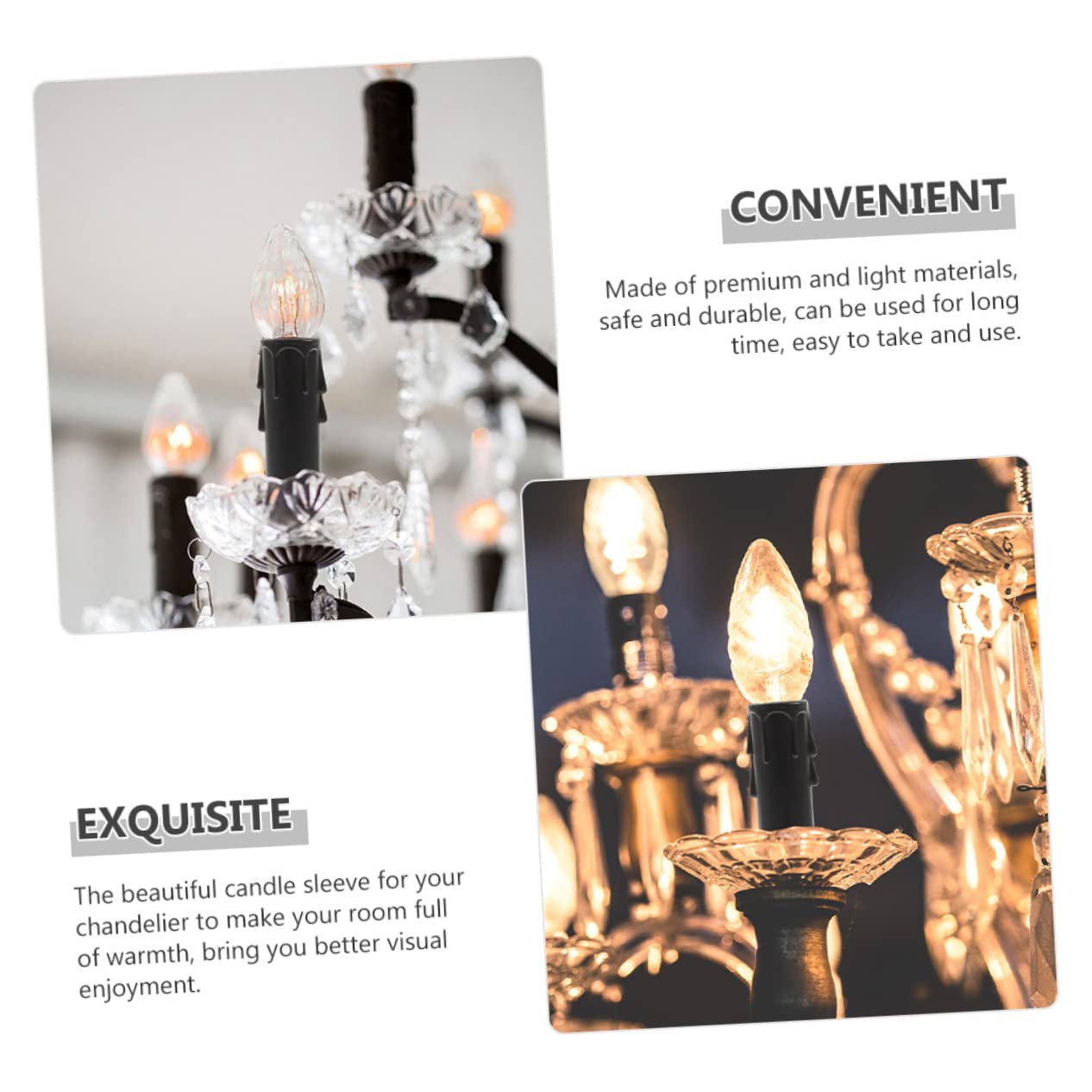 24pcs Tall Candle Socket Covers for Chandeliers Drip Candle Sleeves