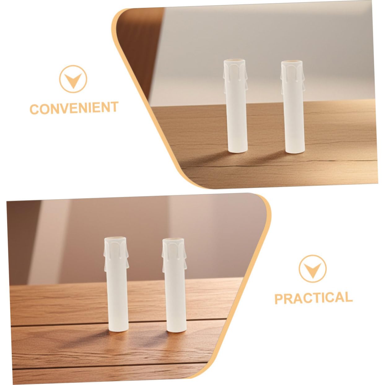 Ciieeo 30pcs White Plastic Candle Sleeve Covers for Candelabra Drip Protection