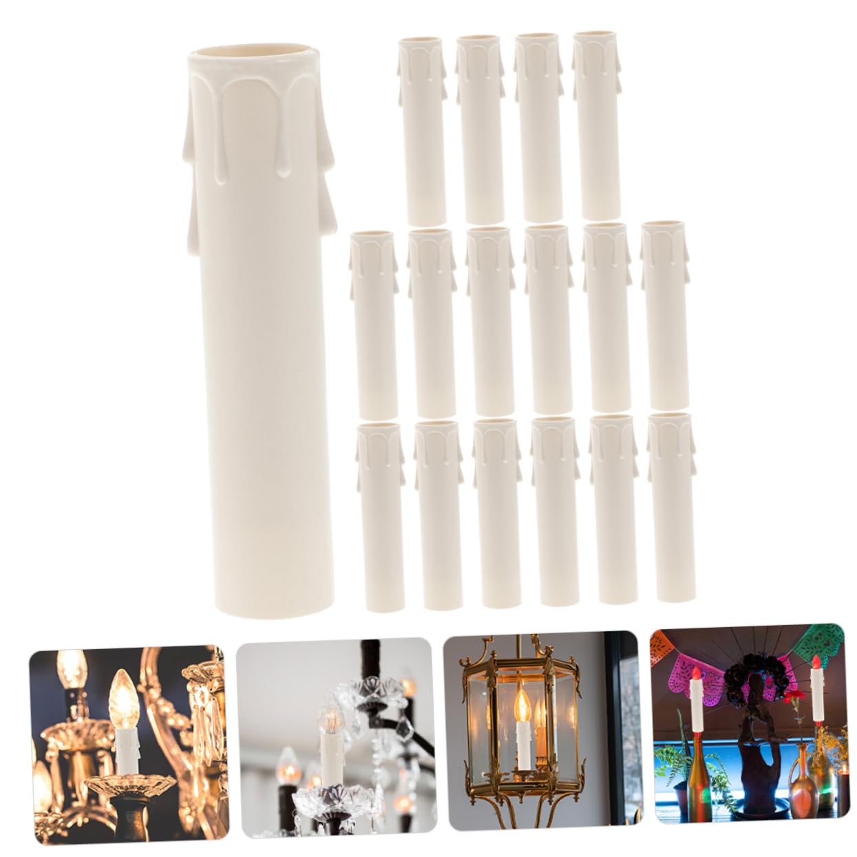 STOBAZA 20pcs Chandelier Light Covers Plastic Candle Sleeves Socket Cover
