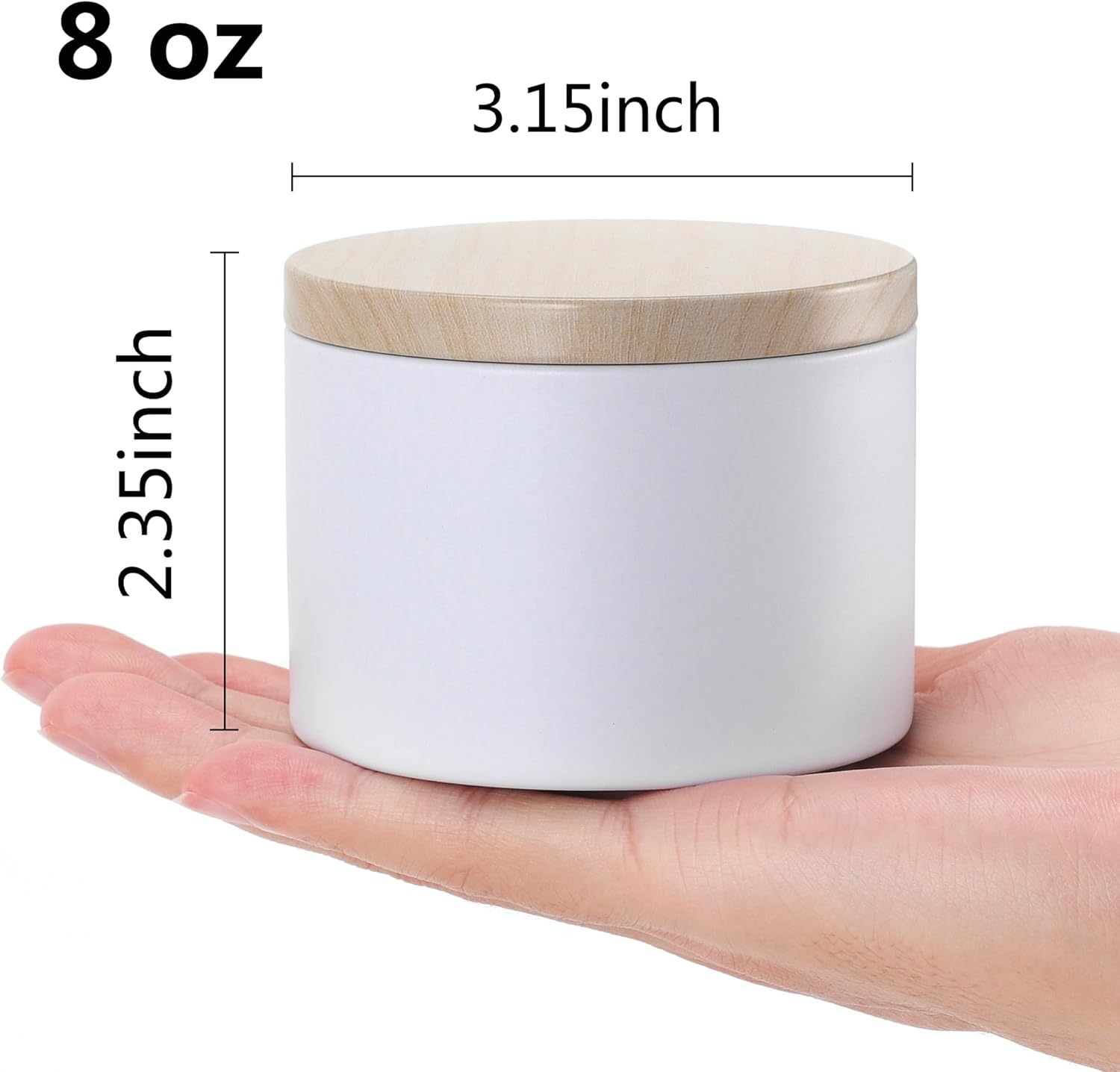 NEXBEXES 24PCS 8oz White Candle Tins with Wood Grain Metal Lids