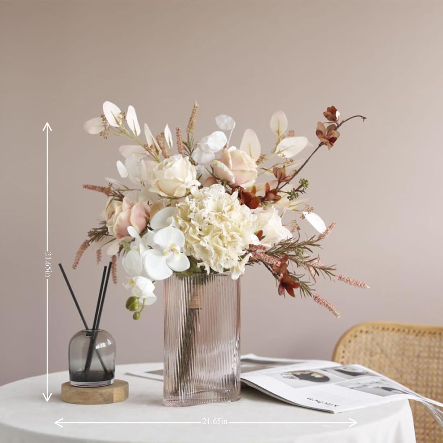 Autumn Rose Hydrangea Artificial Flower Bouquet White