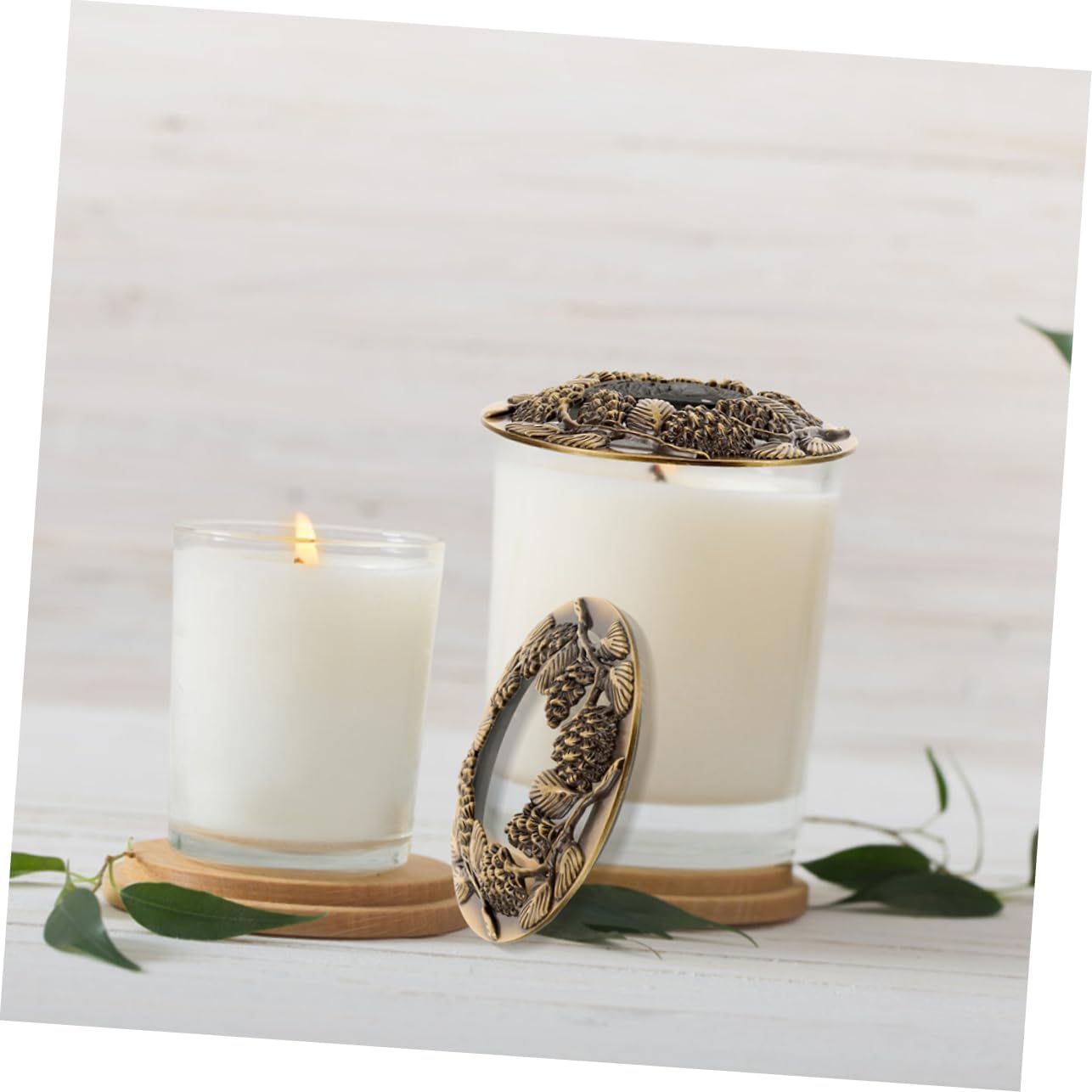 NUOBESTY 2pcs Metal Candle Toppers for Scented Jar Candles