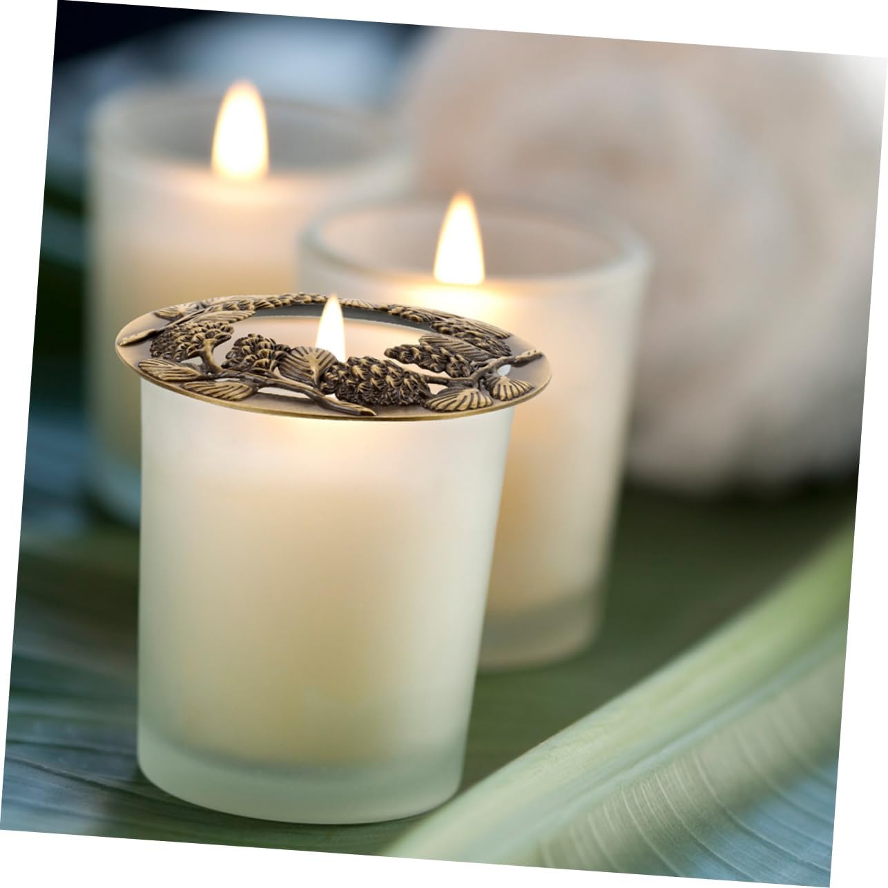 SHINEOFI 2pcs Metal Candle Toppers for Jar Candles