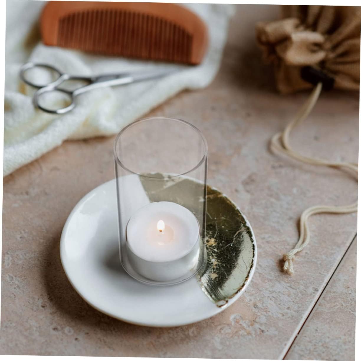 VINTORKY Glass Chimney Tube Windproof Candle Cover for Votive Candles