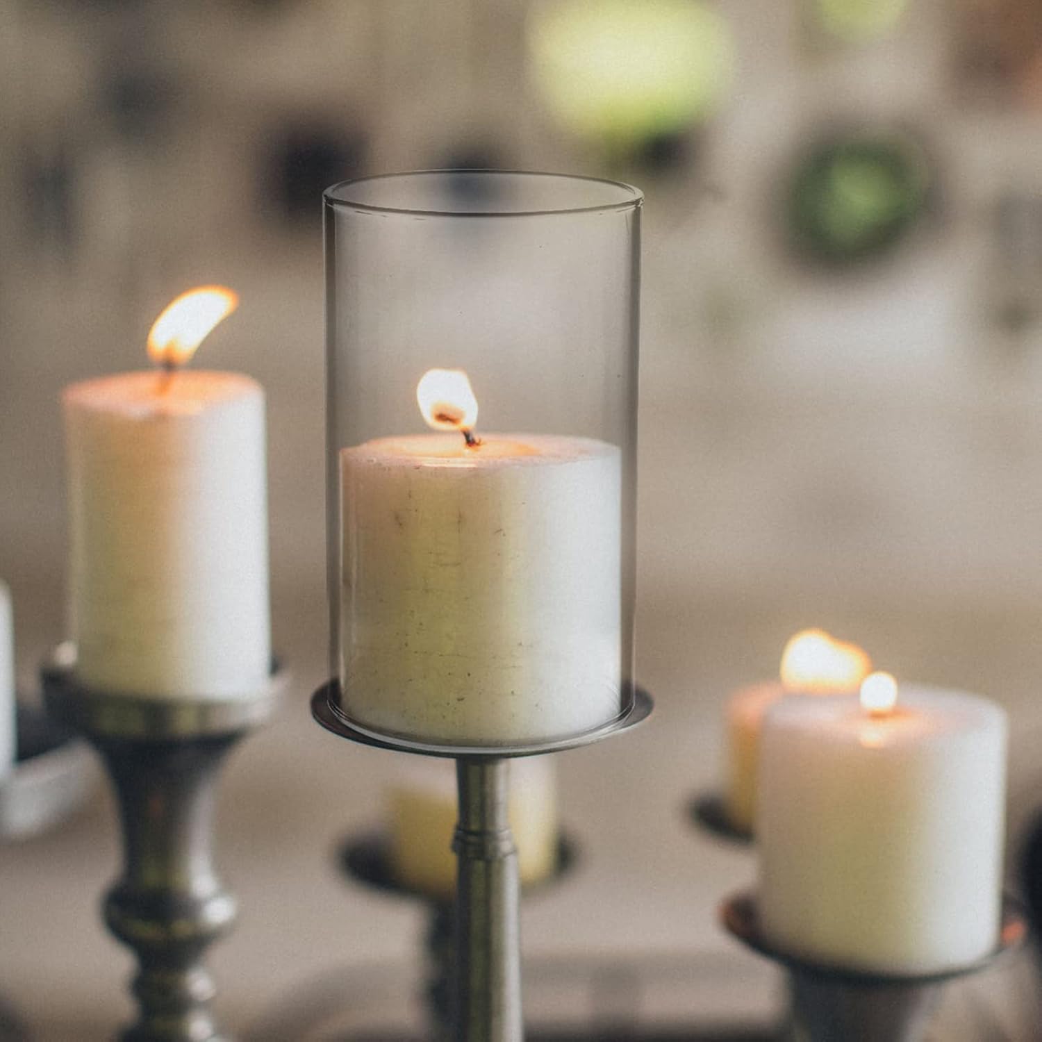 Cabilock 4pcs Glass Candle Lampshade Cover for Pillar Candles
