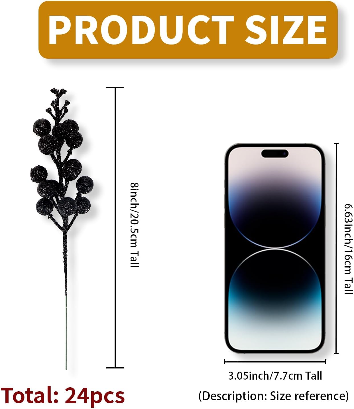 Artificial Black Berry Stems 24-Pack 87 Inch Christmas Decor