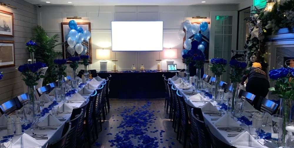 Royal Blue Silver Silk Rose Petals Artificial 1200Pcs Decor
