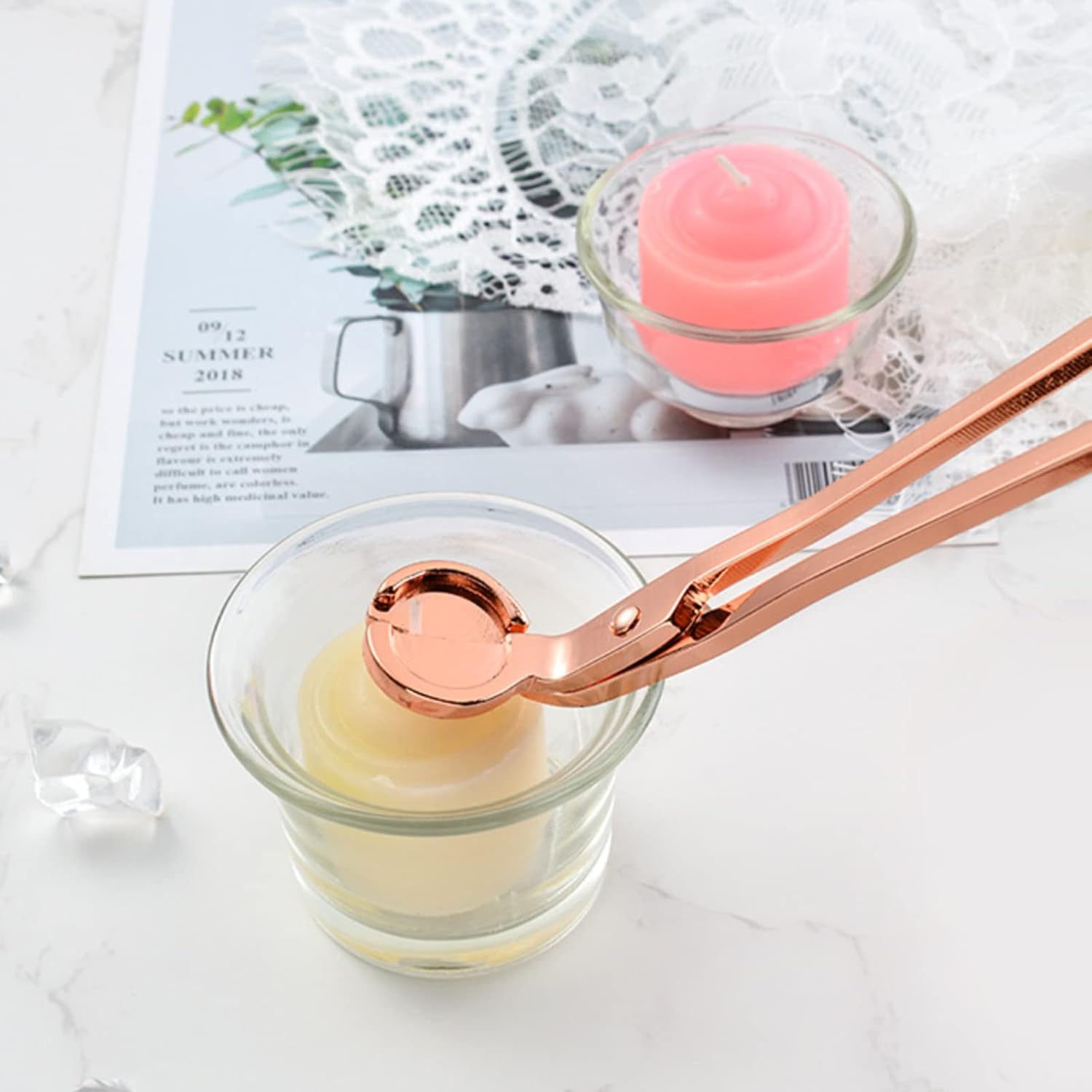 2pcs Rose Gold Candle Wick Trimmer with Stainless Steel Blades