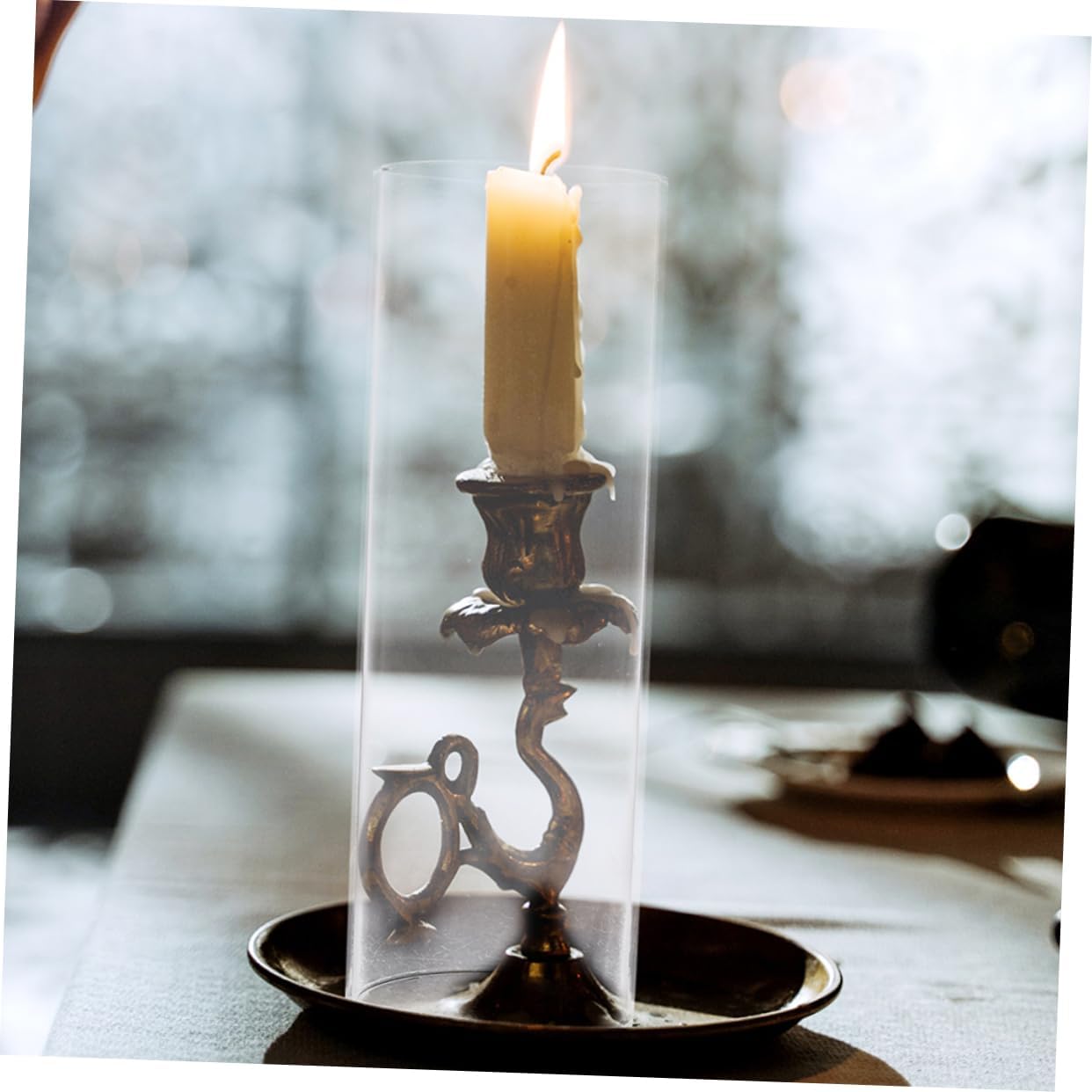 Zerodeko Windproof Glass Candle Holder with Cylinder Shade