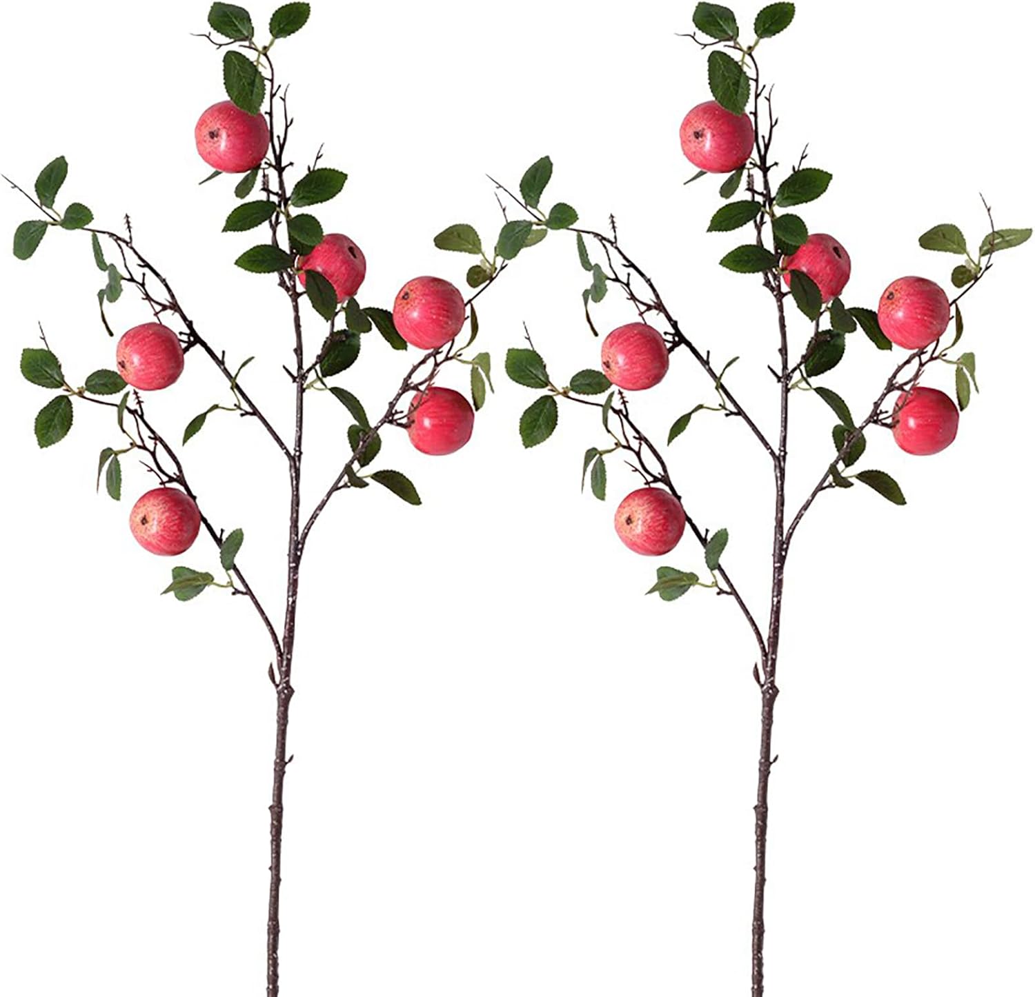 24 Pcs Artificial Apple Branches with Green Leaves and Flowers